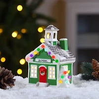Lighted Ceramic Christmas Village School Tabletop Decor