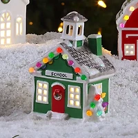 Lighted Ceramic Christmas Village School Tabletop Decor