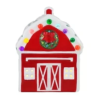 Lighted Ceramic Christmas Village Barn Tabletop Decor