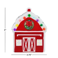 Lighted Ceramic Christmas Village Barn Tabletop Decor