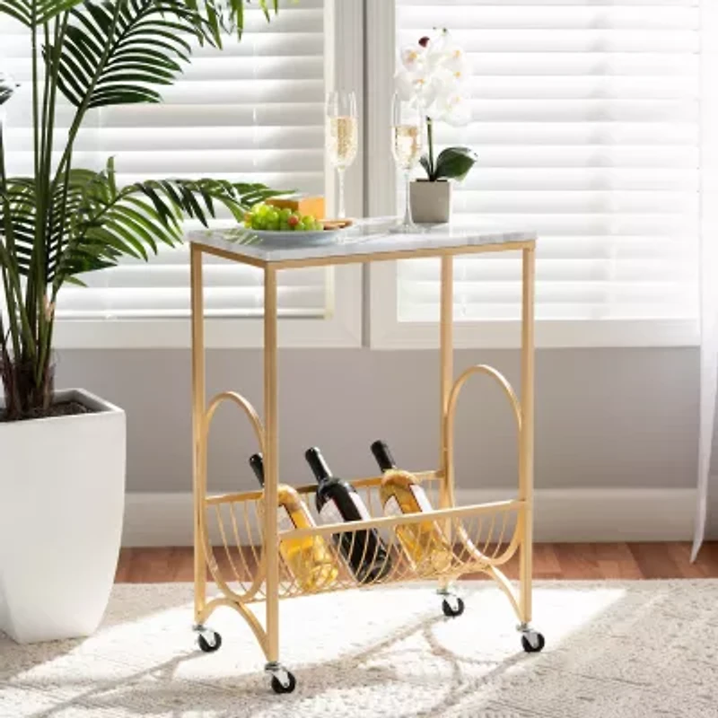 Jacek Marble-Top Serving Cart