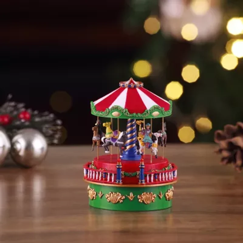 Mini Carnival Carousel Animated Music Box Christmas Tabletop Decor