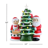 Nostalgic Mr. And Mrs. Clause With Tree Christmas Tabletop Decor