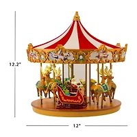 Very Merry Christmas Carousel Animated Tabletop Decor
