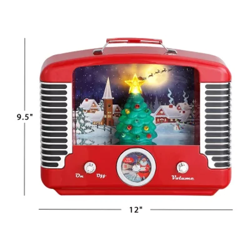 Nostalgic Tree Music Playing Radio Christmas Tabletop Decor