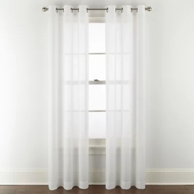 Home Expressions Remy Solid Grommet Top Sheer Single Curtain Panel
