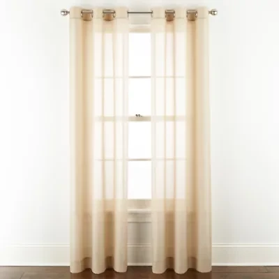 Home Expressions Remy Solid Grommet Top Sheer Single Curtain Panel