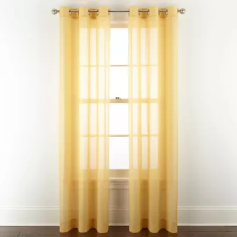 Home Expressions Remy Solid Grommet Top Sheer Single Curtain Panel