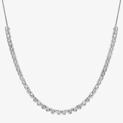 (H-I / I1) Womens White Diamond 10K Gold 12 Inch Tennis Necklace