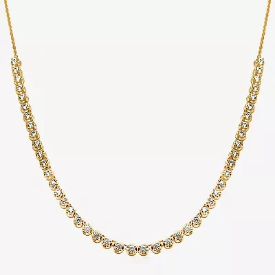 (H-I / I1) Womens White Diamond 10K Gold 12 Inch Tennis Necklace