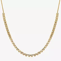 (H-I / I1) Womens White Diamond 10K Gold 12 Inch Tennis Necklace