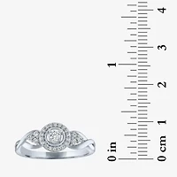(G-H / Si2-I1) Womens 1/5 CT. Lab Grown White Diamond Sterling Silver Round 3-Stone Halo Promise Ring