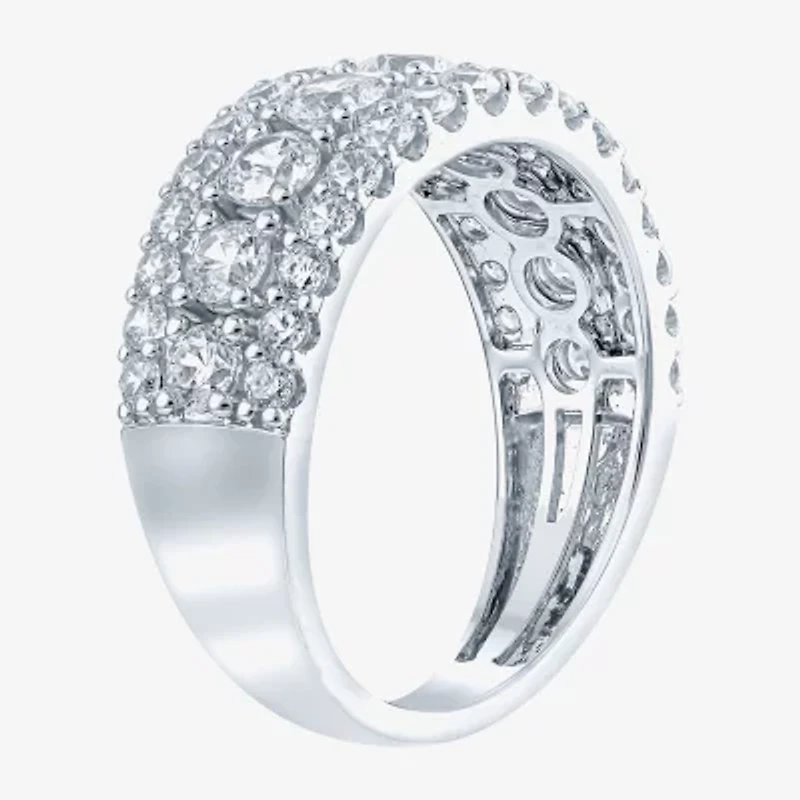 (H-I / I1) Womens 2 CT. T.W. Lab Grown White Diamond 10K Gold Anniversary Band