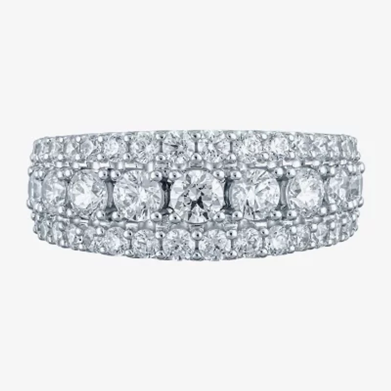 (H-I / I1) Womens 2 CT. T.W. Lab Grown White Diamond 10K Gold Anniversary Band