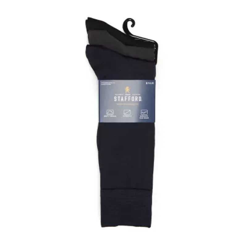 Stafford Microfiber Mens 3 Pair Crew Socks