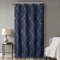 Madison Park Elysia Knitted Jacquard Damask Grommet Top Energy Saving 100% Blackout Single Curtain Panel