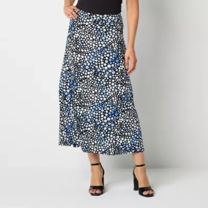 Black Label by Evan-Picone Knit Womens Mid Rise Maxi Skirt