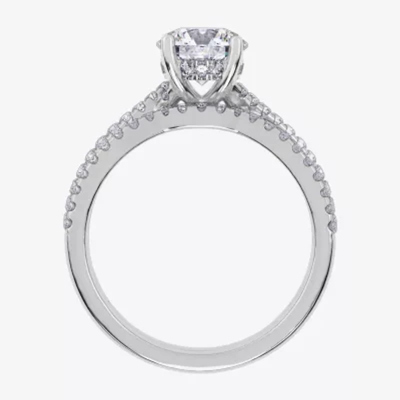 (H-I / Si2-I1) Womens 1 1/2 CT. T.W. Lab Grown White Diamond 10K Gold Round Side Stone Bridal Set