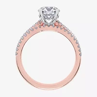 (H-I / Si2-I1) Womens 1 1/2 CT. T.W. Lab Grown White Diamond 10K Rose Gold Round Side Stone Bridal Set