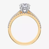 (H-I / Si2-I1) Womens 1 1/2 CT. T.W. Lab Grown White Diamond 10K Gold Round Side Stone Bridal Set