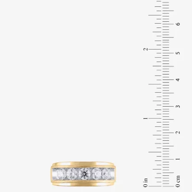 (H-I / I1) Mens 1 1/2 CT. T.W. Lab Grown White Diamond 10K Gold Wedding Band