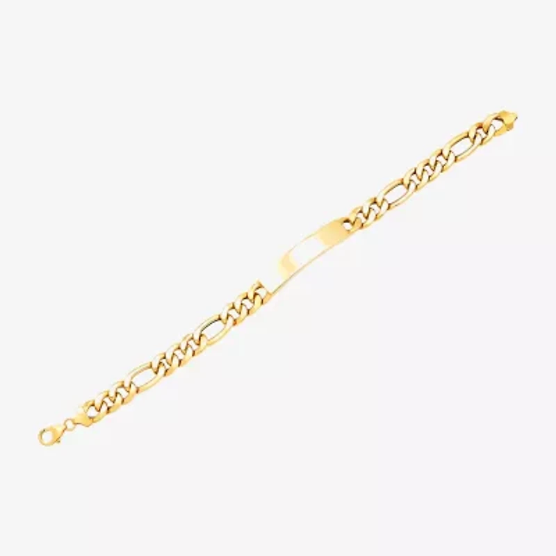 Made in Italy Mens 10K Gold 9 Inch Hollow Figaro Id Bracelet