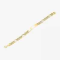 Made in Italy Mens 10K Gold 9 Inch Hollow Figaro Id Bracelet