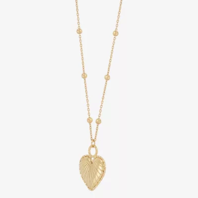 Mia Oro Womens 14K Gold Heart 18 Inch Pendant Necklace