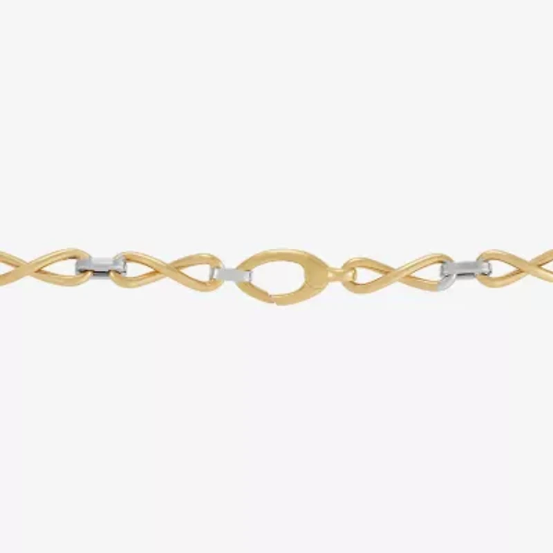 Mia Oro Womens 14K Two Tone Gold Hollow 7.5 Inch Link Bracelet