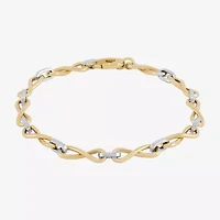 Mia Oro Womens 14K Two Tone Gold Hollow 7.5 Inch Link Bracelet