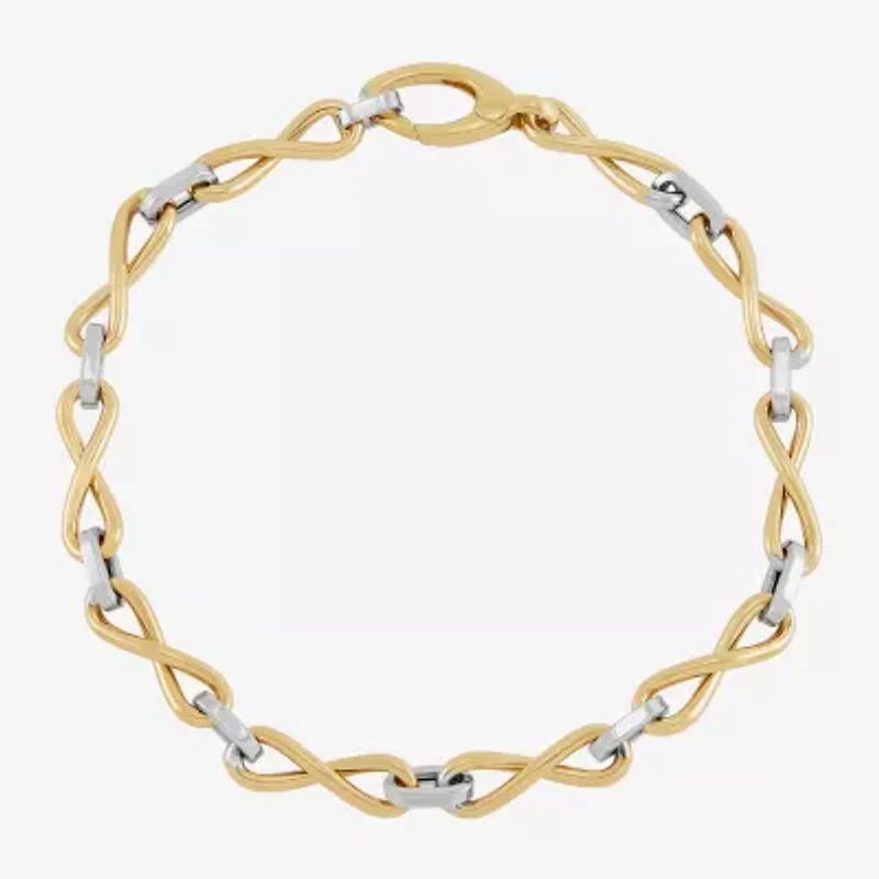 Mia Oro Womens 14K Two Tone Gold Hollow 7.5 Inch Link Bracelet