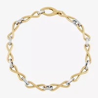 Mia Oro Womens 14K Two Tone Gold Hollow 7.5 Inch Link Bracelet