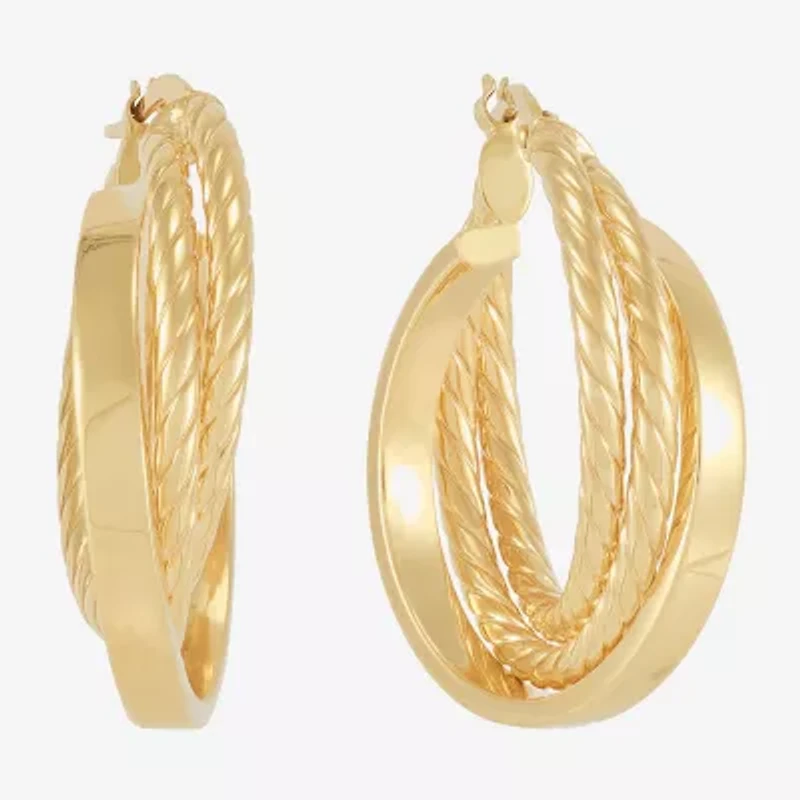 Mia Oro Womens 14K Gold 30mm Round Hoop Earrings