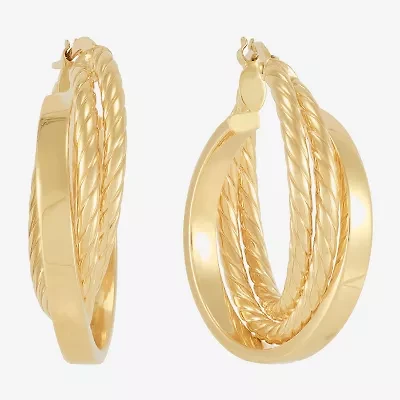 Mia Oro Womens 14K Gold 30mm Round Hoop Earrings