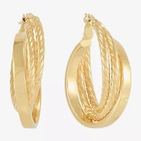 Mia Oro Womens 14K Gold 30mm Round Hoop Earrings