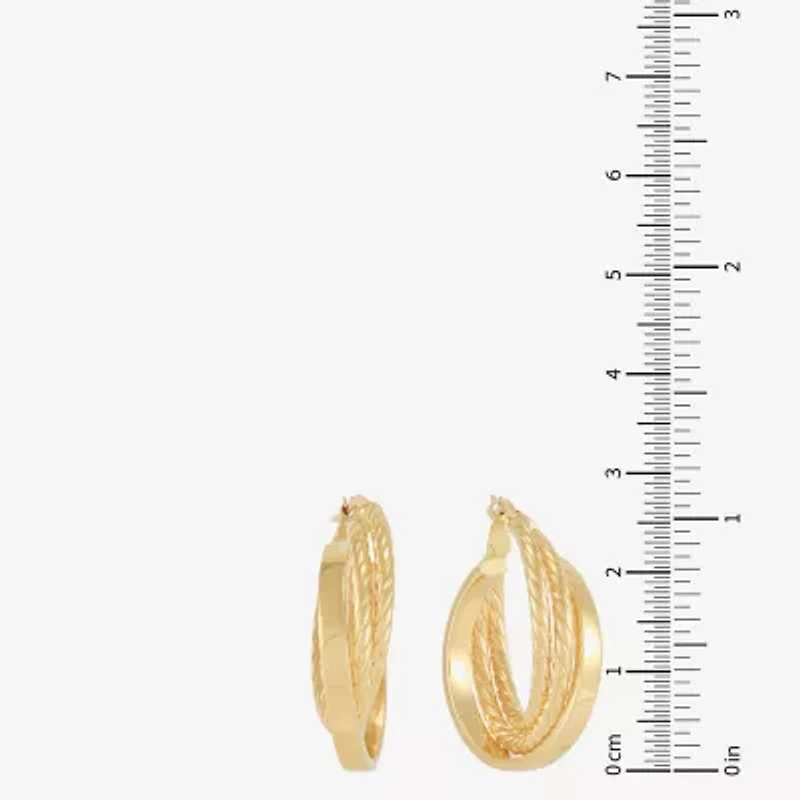 Mia Oro Womens 14K Gold 30mm Round Hoop Earrings
