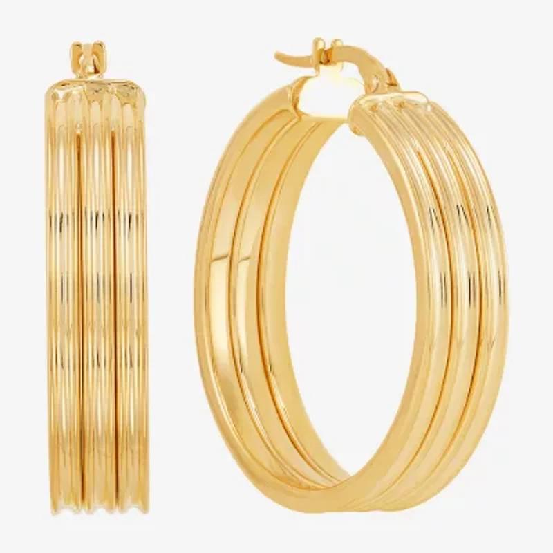 Made in Italy Womens 14K Gold 31mm Round Hoop Earrings