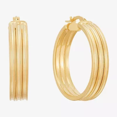 Made in Italy Womens 14K Gold 31mm Round Hoop Earrings