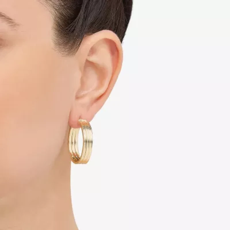 Made in Italy Womens 14K Gold 31mm Round Hoop Earrings