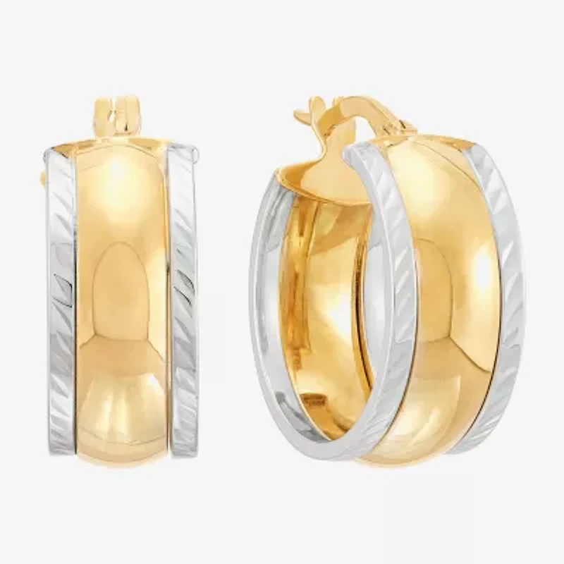 Made in Italy Womens 14K Gold 18.3mm Round Hoop Earrings