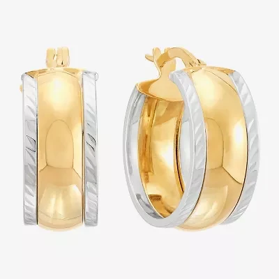 Made in Italy Womens 14K Gold 18.3mm Round Hoop Earrings