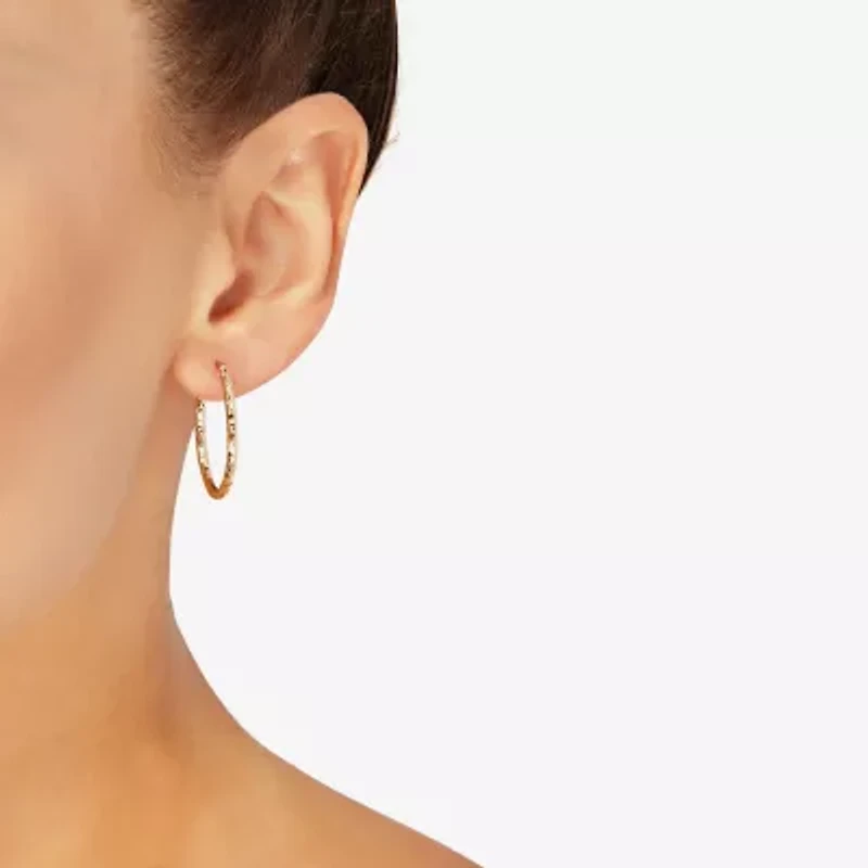 14K Gold 25mm Oval Hoop Earrings