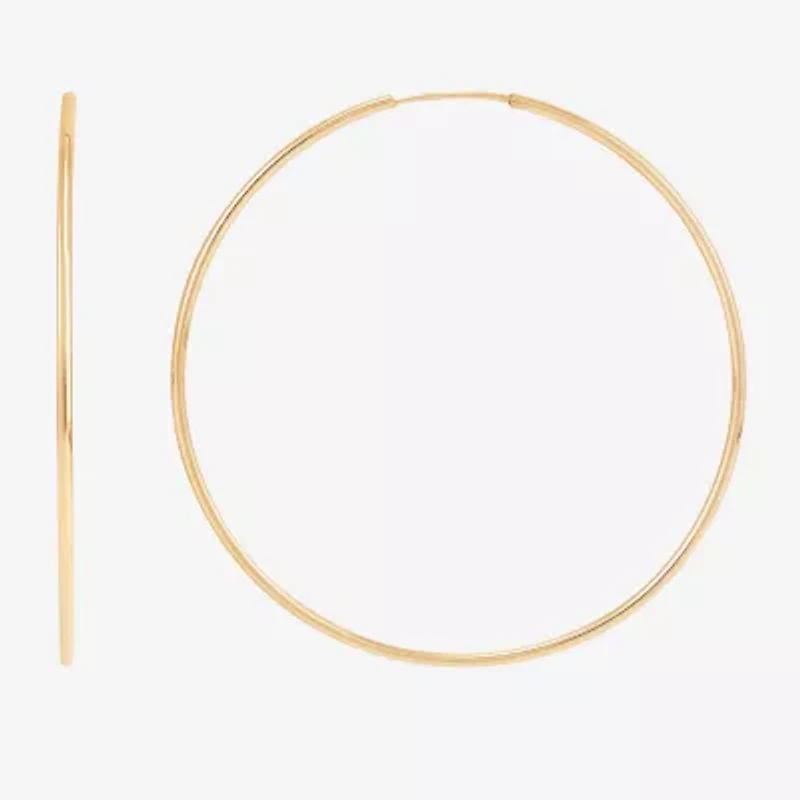 Womens 14K Gold 30mm Circle Round Hoop Earrings