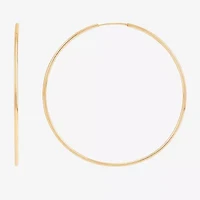 Womens 14K Gold 30mm Circle Round Hoop Earrings