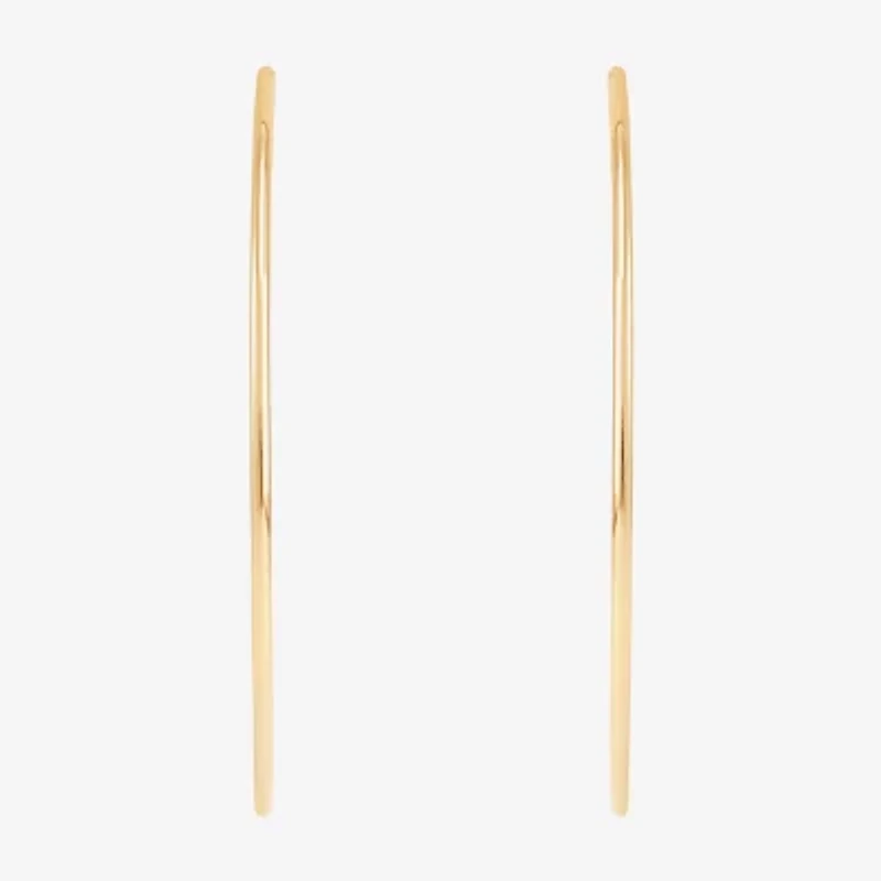 Womens 14K Gold 30mm Circle Round Hoop Earrings