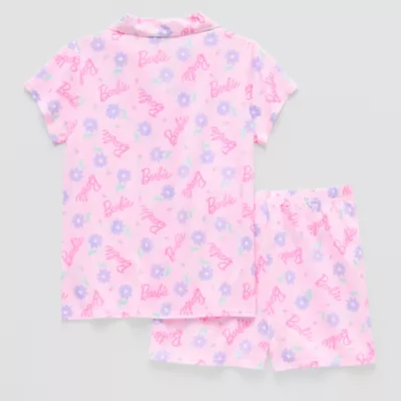 Little & Big Kid Girls Barbie V-Neck Short Sleeve 2-pc. Pajama Sets