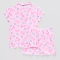 Little & Big Kid Girls Barbie V-Neck Short Sleeve 2-pc. Pajama Sets