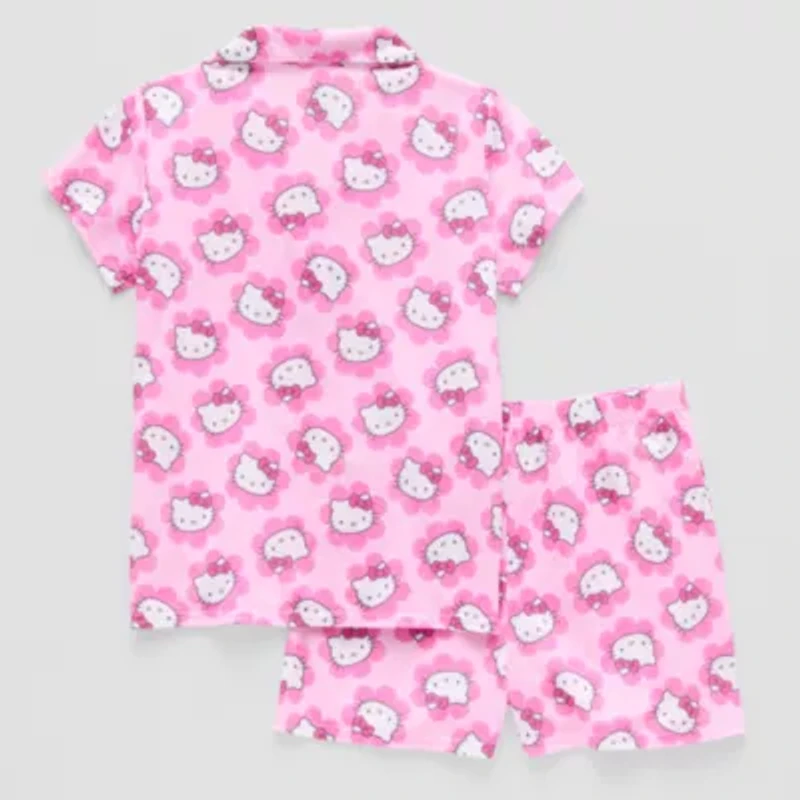 Little & Big Kid Girls Hello Kitty V-Neck Short Sleeve 2-pc. Pajama Sets