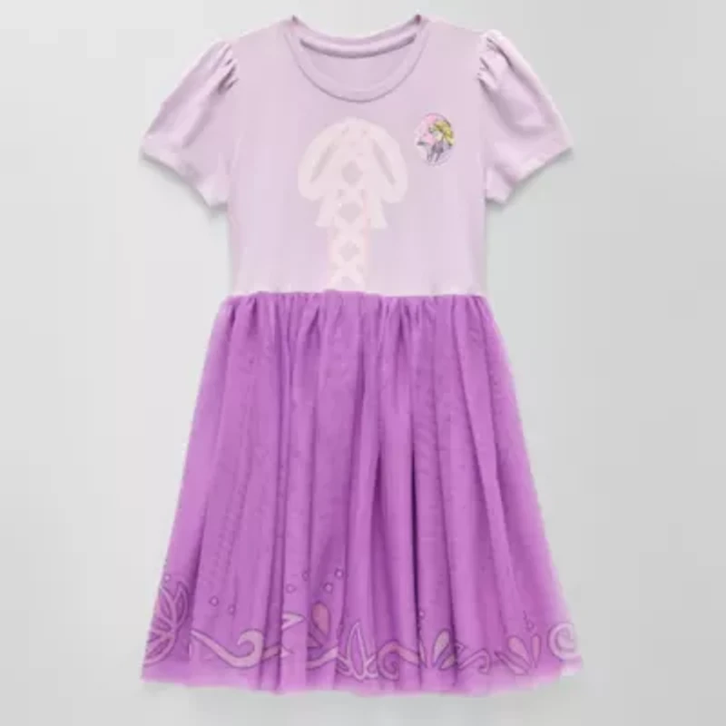 Disney Collection Little & Big Kid Girls Short Sleeve Rapunzel Tutu Dress