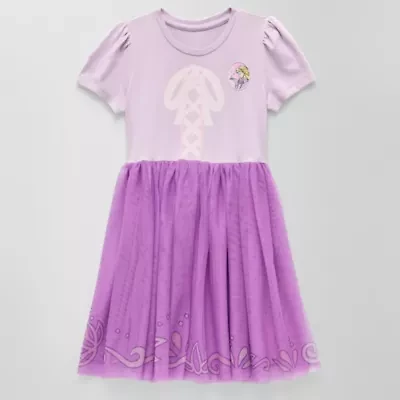 Disney Collection Little & Big Kid Girls Short Sleeve Rapunzel Tutu Dress